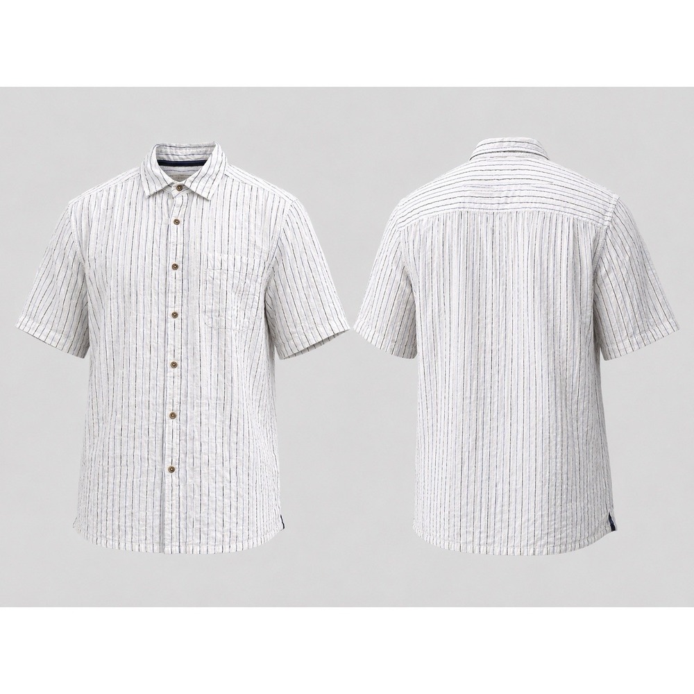 The Territory Ahead Shirt Mens L STRIPES CHECKS Cotton Button Front Short Sleeve